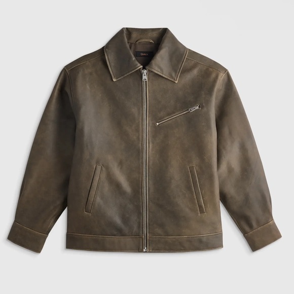 Quince 100% Leather Oversized Bomber Jacket | XS | Distressed Brown | MSRP: $250 - Picture 7 of 13